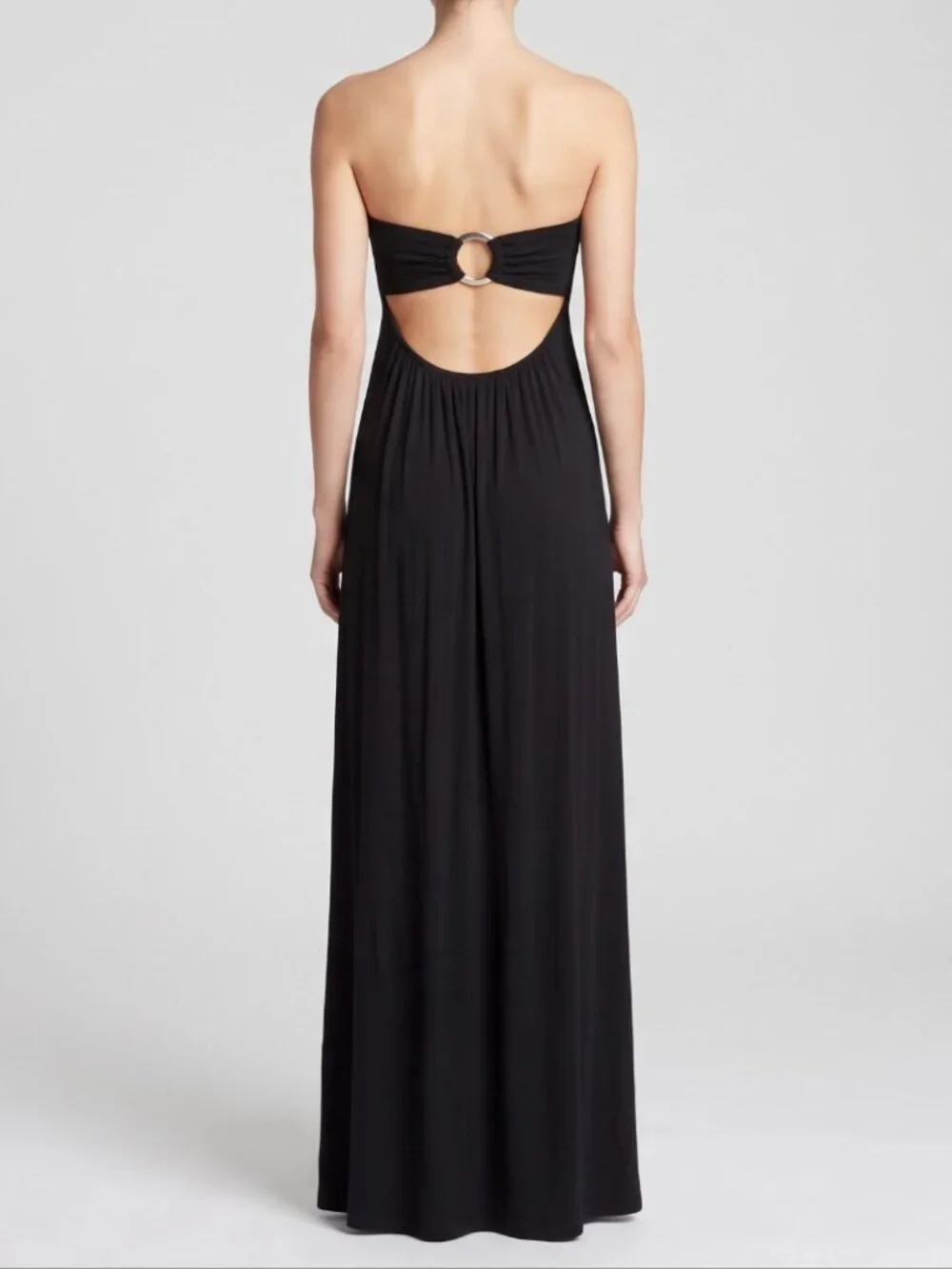 Bebe Black Strapless Beaded Sweetheart Cutout O Ring Maxi Dress - Picture 2 of 9